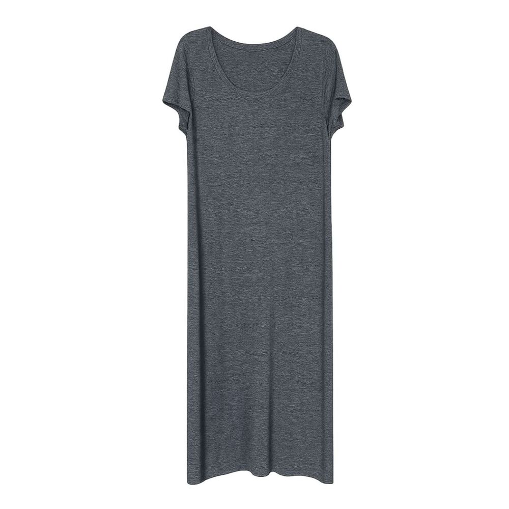 OLD NAVY SHORT SLEEVE LINEN BLEND SCOOP NECK HEATHER GRAY CASUAL EVERYDAY MAXI